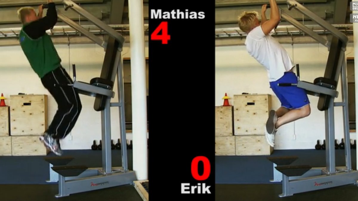 Erik Carlsson slog vad med Mathias Tjärnqvist om att han skulle lyckas hålla jämnt med Mathias i gymmet.